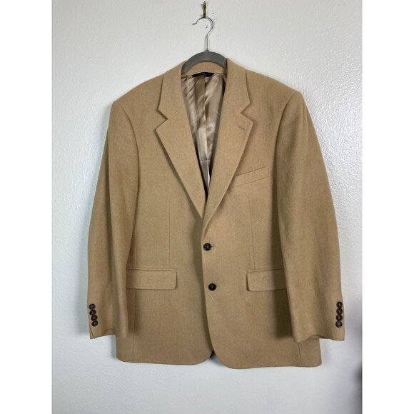 Brooks Brothers 346 Mens Camel Hair Blazer Jacket Size 41R Sports Coat Beige Vtg - Picture 1 of 16